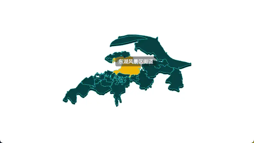 threejs 武汉市洪山区geoJson地图3d地图鼠标移入显示标签并高亮